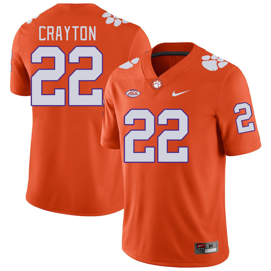 Men's Clemson Tigers Dee Crayton #22 College Orange NCAA Authentic Football Stitched Jersey 23QZ30YG